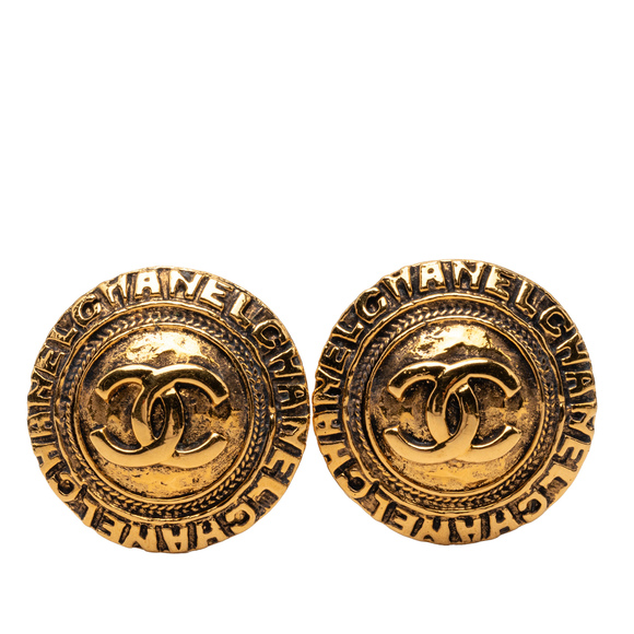 Chanel Jewelry - Pre-Loved Chanel CC Gold Plated Round Clip On Earrings